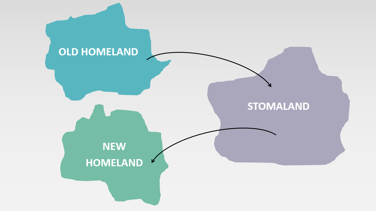 En främmande kropp i ett främmande land - från "stomilandet" till ett nytt "hemland"